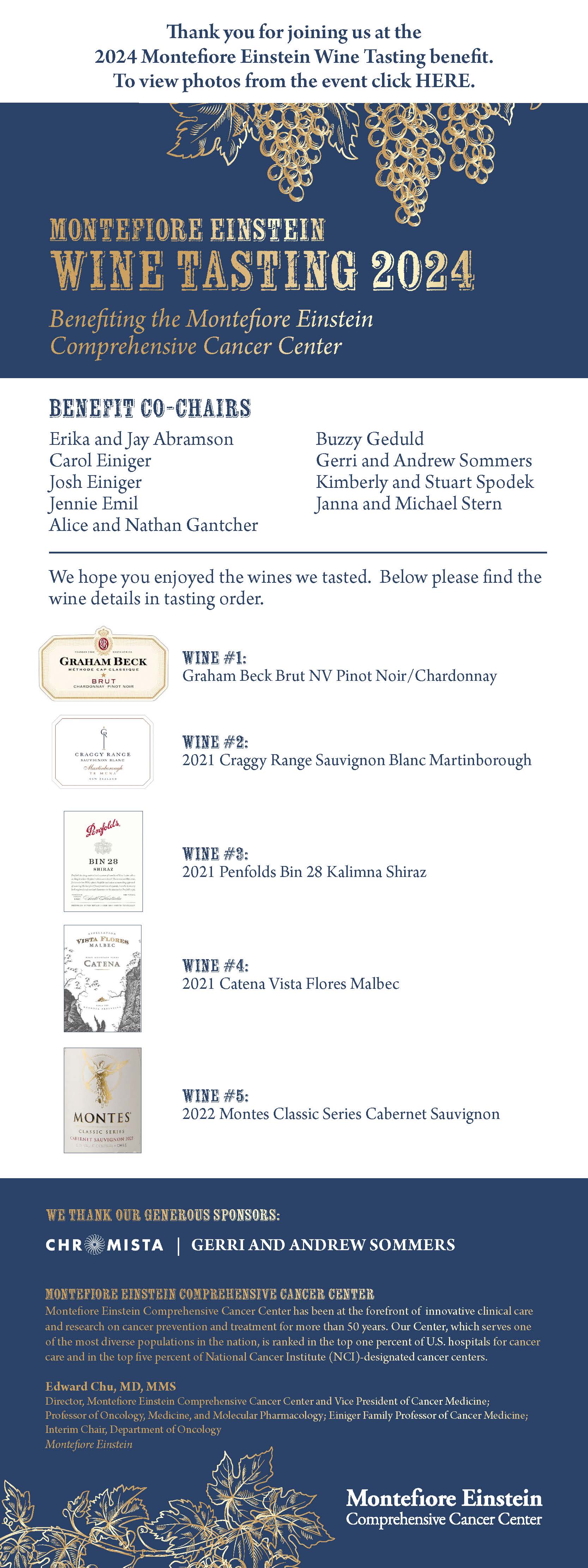 Montefiore Einstein Wine Tasting Event